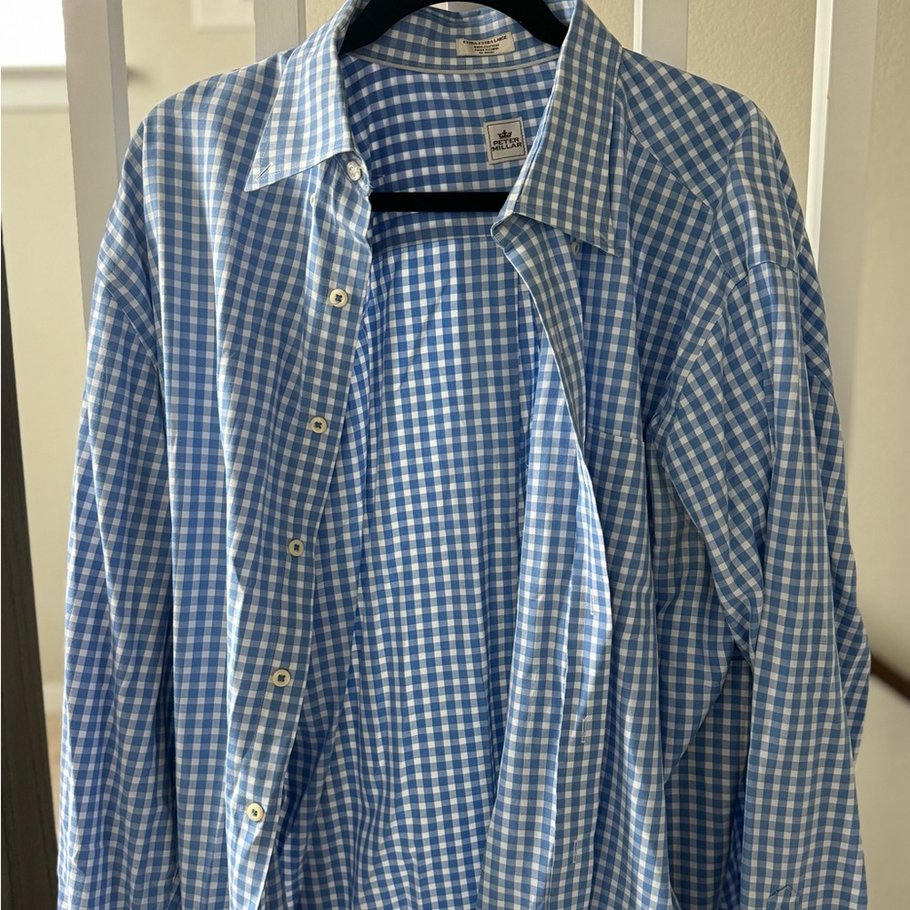 Peter Millar Blue Gingham Casual Shirt